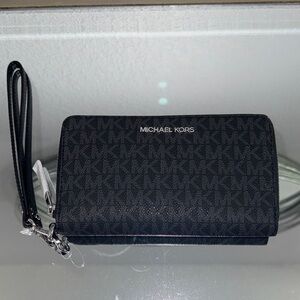 Michael Kors Black MK Signature Wristlet Clutch